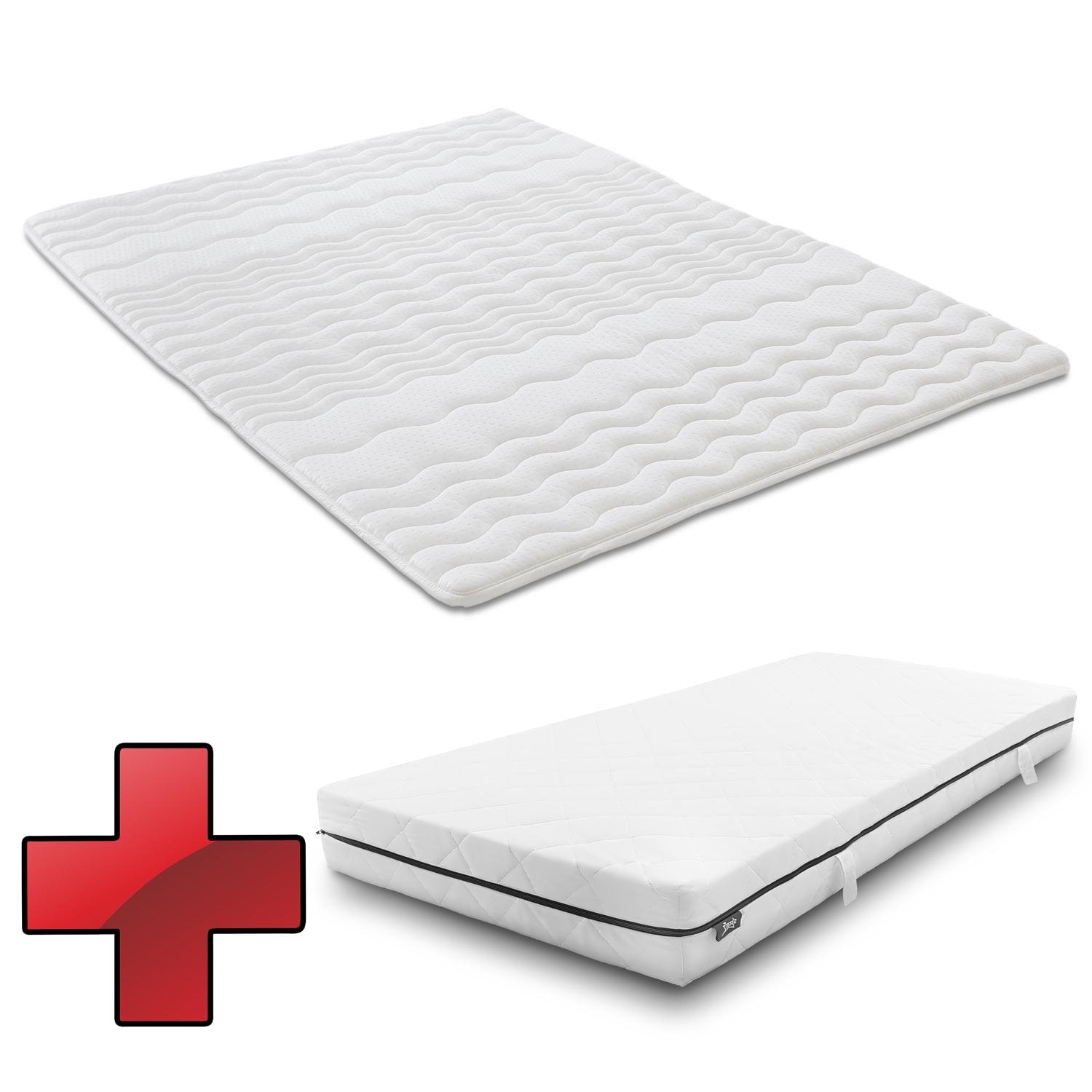 Matelas à ressorts ensachés Sleezzz® Superior T18 90 x 200 cm H3 + surmatelas / surmatelas 90 x 200 cm