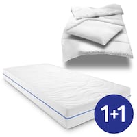 Matelas ergonomique 90x200 cm 7 zones Supportho Premium, hauteur 18 cm, degré de fermeté H2/H3 + CloudComfort Basic set de lit microfibre 135 x 200 cm + 80 x 80 cm