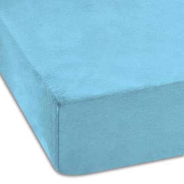 Lot de 4 draps-housses Setex en coton fin, turquoise, 90 x 200 cm