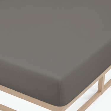 Drap-housse en coton Castell Jersey, couleur taupe foncé, 90 x 190 - 100 x 200 cm