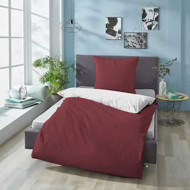 Lot de deux draps réversibles Sleezzz® Renforcé rouge foncé/blanc 135 x 200 + 80 x 80 cm