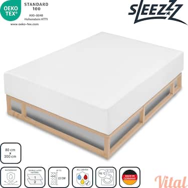 Sleezzz Vital Drap-housse en molleton imperméable avec finition antibactérienne argentée 80 x 200 cm