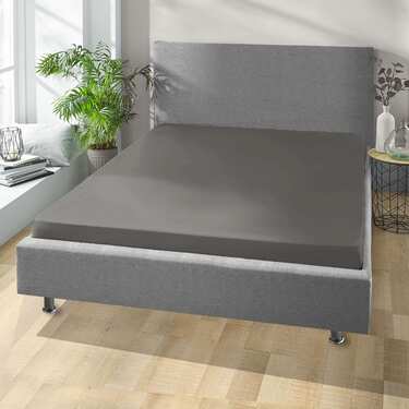 Drap-housse en coton Castell Jersey, couleur taupe foncé, 90 x 190 - 100 x 200 cm