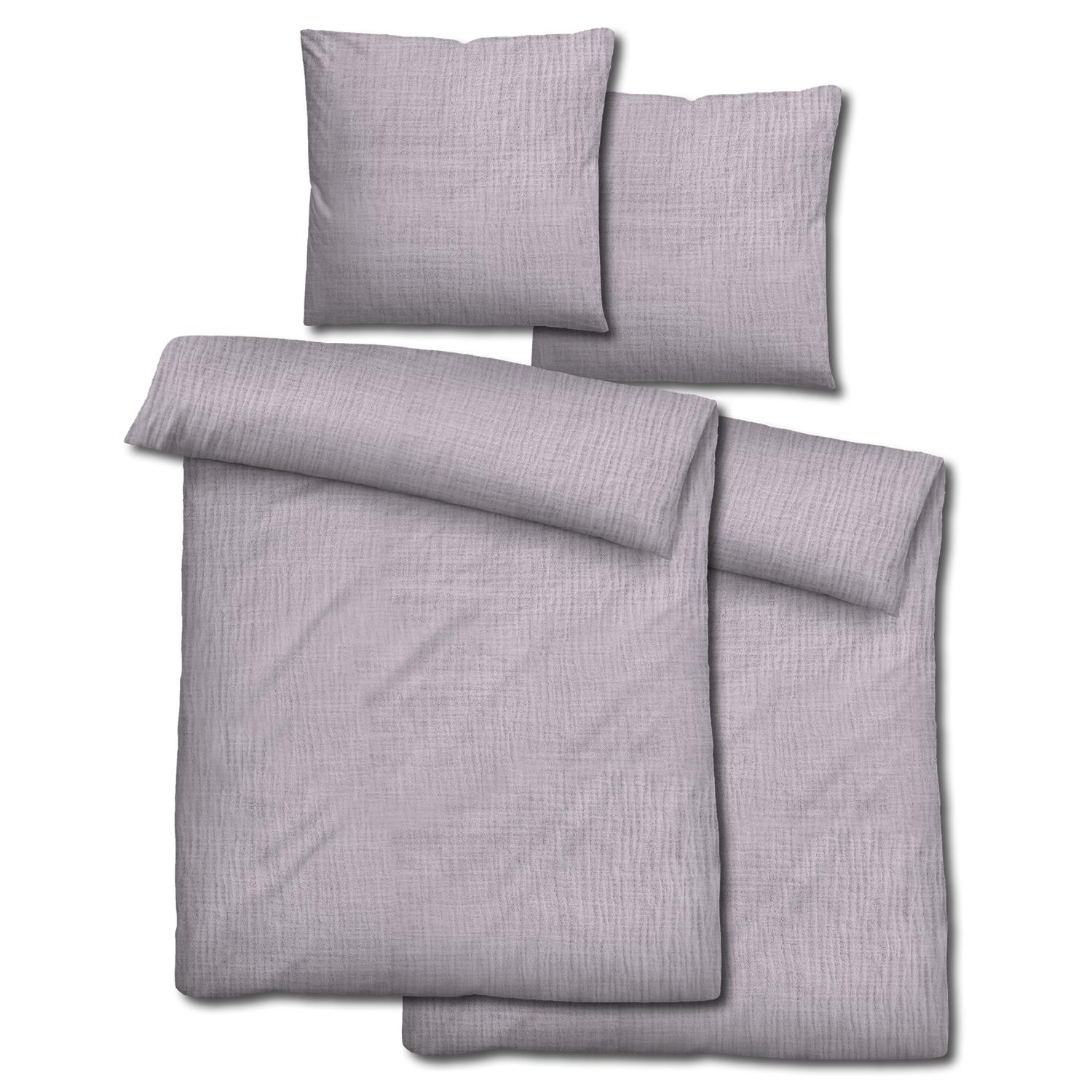 Lot de deux parures de lit Sleezzz® mousseline lilas 135 x 200 cm + 80 x 80 cm Lot de deux parures de lit Sleezzz® mousseline lilas 135 x 200 cm + 80 x 80 cm