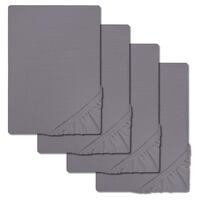 4 draps-housses en coton Castell, couleur taupe foncé, 90 x 190 - 100 x 200 cm