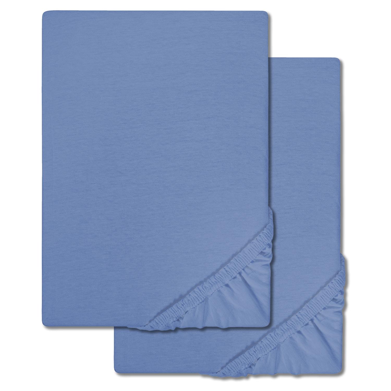 Lot de deux draps-housses CloudComfort Basic bleu 180 x 190 - 200 x 200 cm
