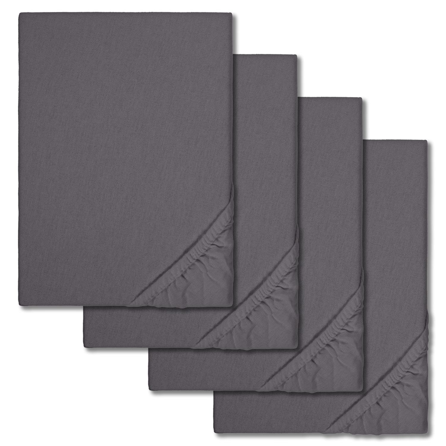 Lot de 4 draps-housses Winterflausch anthracite 90 x 190 - 100 x 200 cm