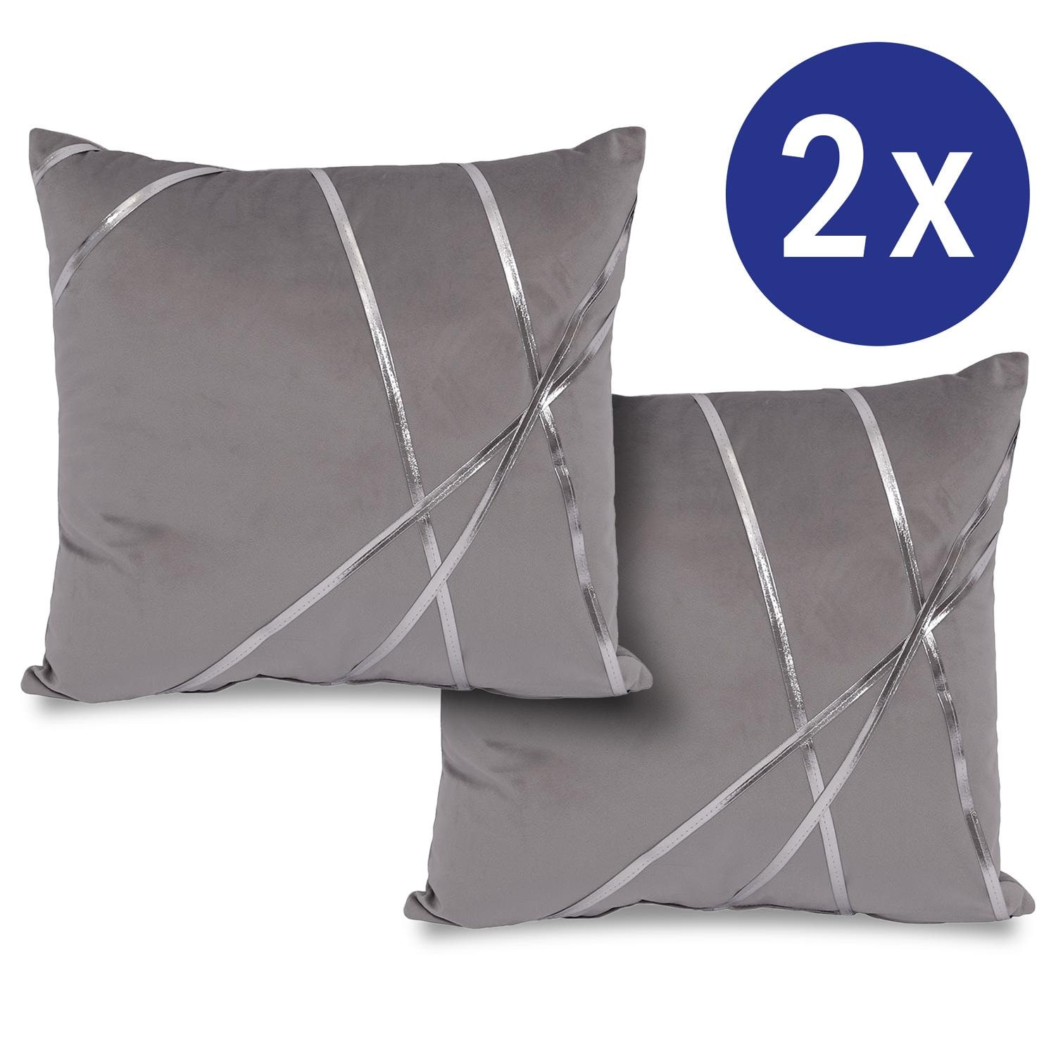 Lot de deux coussins décoratifs argent lunaire 45 x 45 cm Lot de deux coussins décoratifs argent lunaire 45 x 45 cm