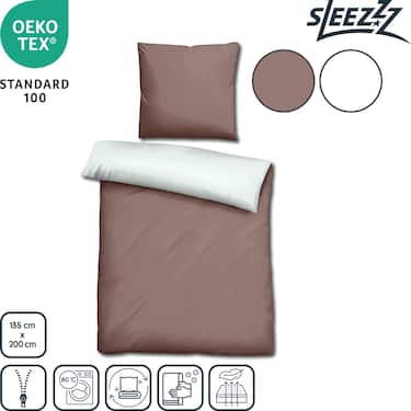 Sleezzz® Renforcé réversible marron clair/blanc 135 x 200 + 80 x 80 cm