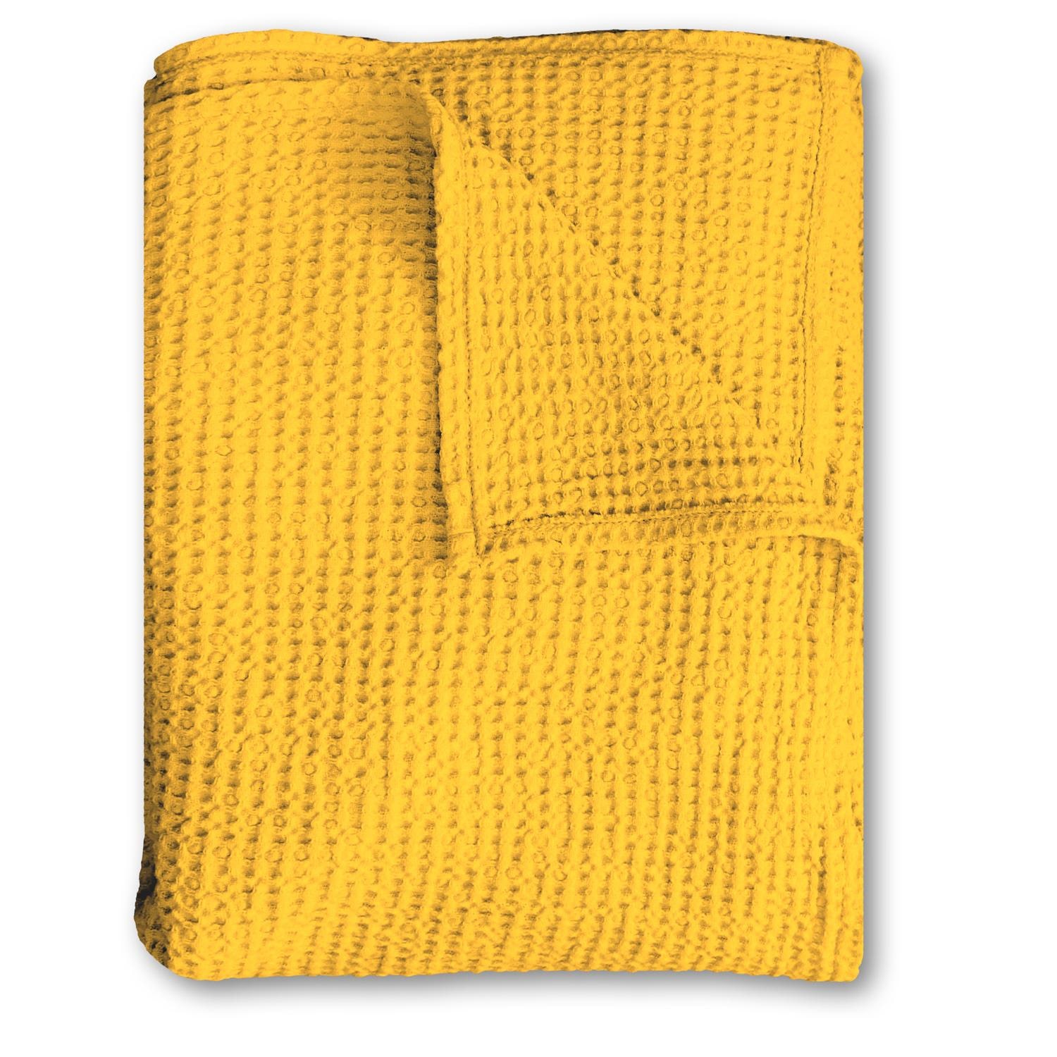 Kokvilnas vafeļu pikē sega dzeltena 130 x 180 cm