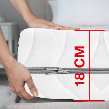 Matelas viscoélastique 7 zones Sleezzz Smart 120 x 200 cm, hauteur 18 cm, degré de fermeté H3 avec mousse à mémoire de forme Air
